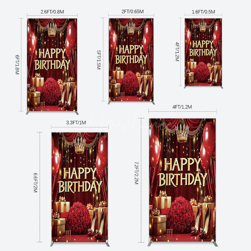 Aperturee - Aperturee Gold Burgundy Gift Box Rose Birthday Rectangle Backdrop