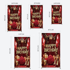 Aperturee - Aperturee Gold Burgundy Gift Box Rose Birthday Rectangle Backdrop