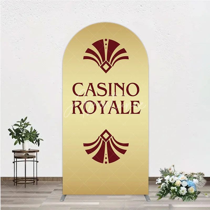 Aperturee - Aperturee Gold Casino Royale Inspired Arch Backdrop James Bond 007 Themed Party Decor Art Deco Adult Birthday