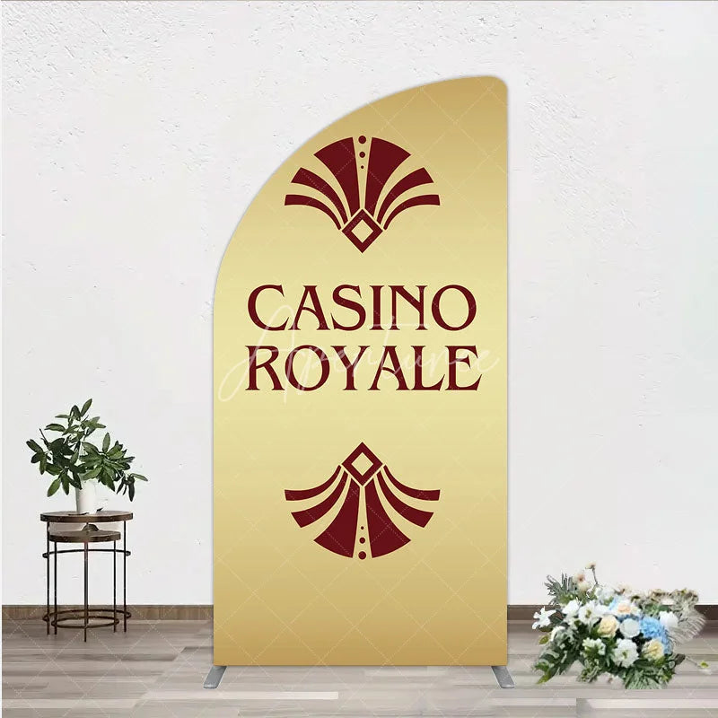 Aperturee - Aperturee Gold Casino Royale Inspired Half Moon Arch Backdrop James Bond 007 Themed Party Decor Art Deco Adult Birthday