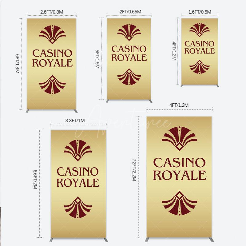 Aperturee - Aperturee Gold Casino Royale Inspired Rectangle Backdrop James Bond 007 Themed Party Decor Art Deco Adult Birthday