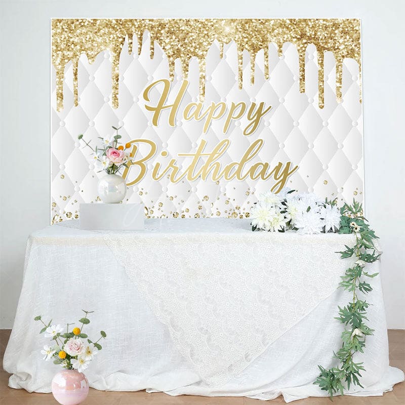 Aperturee - Aperturee Gold Glitter Diamonds Vibe Happy Birthday Backdrop