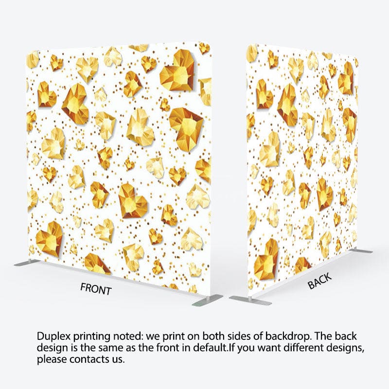 Aperturee - Aperturee Gold Heart Crystal Sparkling White Party Backdrop