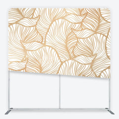 Aperturee - Aperturee Gold Metallic Abstract Leaf Pattern Tension Fabric Backdrop Elegant White Botanical Photography Background