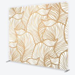 Aperturee - Aperturee Gold Metallic Abstract Leaf Pattern Tension Fabric Backdrop Elegant White Botanical Photography Background