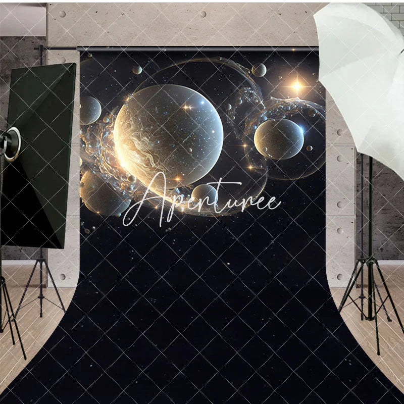 Aperturee - Aperturee Gold Sparkle Galactic Bubbles Fine Art Sweep Backdrop
