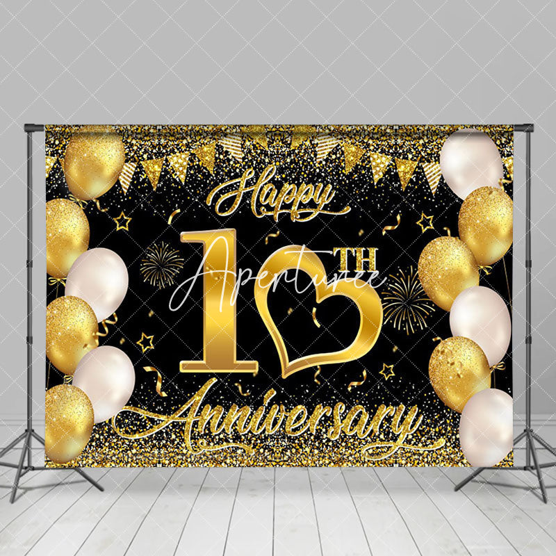 Aperturee - Aperturee Gold Sparkling Black Happy 10Th Anniversary Backdrop