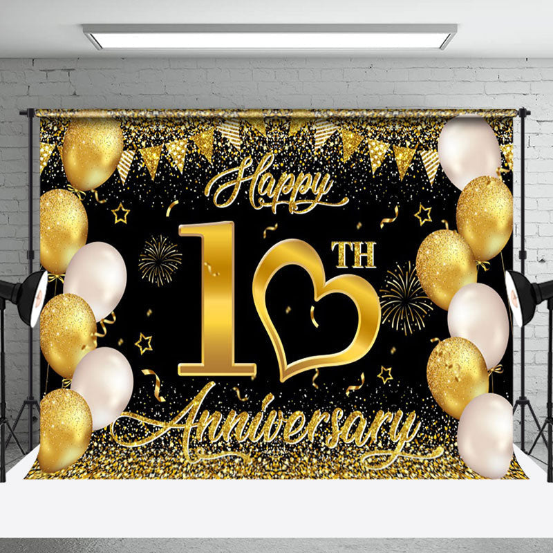 Aperturee - Aperturee Gold Sparkling Black Happy 10Th Anniversary Backdrop