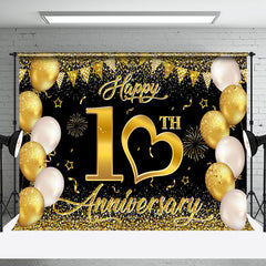 Aperturee - Aperturee Gold Sparkling Black Happy 10Th Anniversary Backdrop