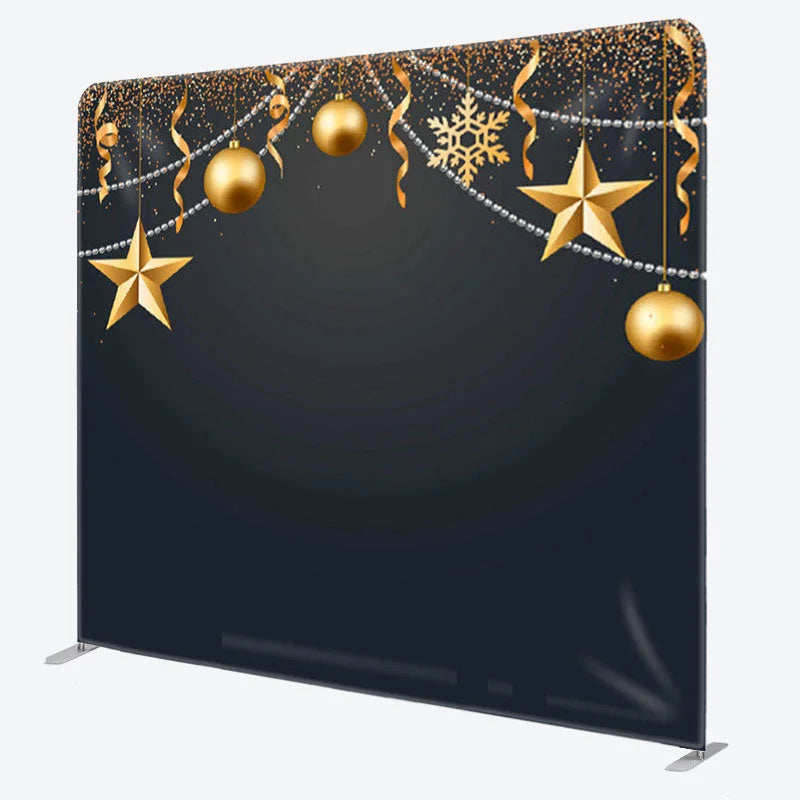 Aperturee - Aperturee Gold Star String Ornaments Black Backdrop For Party