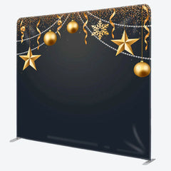 Aperturee - Aperturee Gold Star String Ornaments Black Backdrop For Party