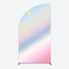 Aperturee - Aperturee Gold Stars Colorful Rainbow Birthday Half Moon Arch Backdrop