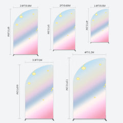 Aperturee - Aperturee Gold Stars Colorful Rainbow Birthday Half Moon Arch Backdrop