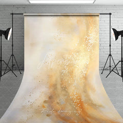 Aperturee - Aperturee Golden Abstract Texture Sweep Backdrop Elegant Artistic Portrait Background for Professional Photography