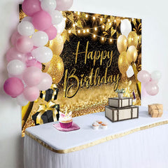 Aperturee - Aperturee Golden Balloons Gift Bokeh Vibe Birthday Backdrop