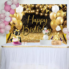 Aperturee - Aperturee Golden Balloons Gift Bokeh Vibe Birthday Backdrop