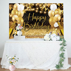 Aperturee - Aperturee Golden Balloons Gift Bokeh Vibe Birthday Backdrop