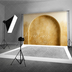 Aperturee - Aperturee Golden Beige Textured Arch Photography Backdrop Rustic Elegant Wall Design for Professional Portraits and Studio