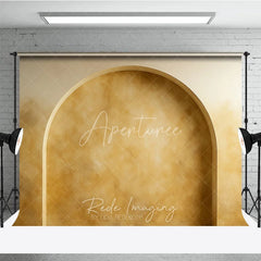 Aperturee - Aperturee Golden Beige Textured Arch Photography Backdrop Rustic Elegant Wall Design for Professional Portraits and Studio