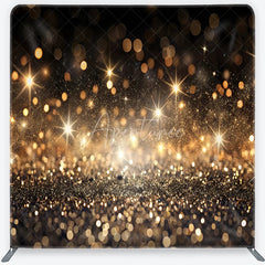Aperturee - Aperturee Golden Glitter and Sparkling Lights Square Double-Sided Backdrop Festive Celebration Party Decor for Photography