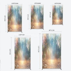 Aperturee - Aperturee Golden Glitter Floor and Sparkling Celebration Light Bursts Rectangle Arch Backdrop Festive Party Decor