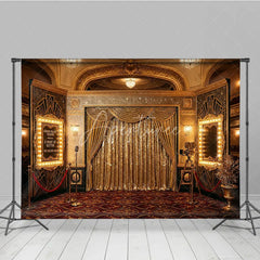 Aperturee - Aperturee Golden Sequin Curtain Grand Palace Theatre Photography Backdrop Art Deco Glamour Awards Night Party Decor