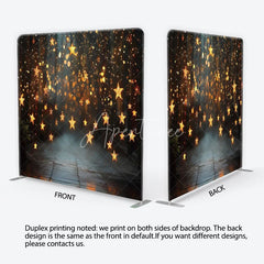 Aperturee - Aperturee Golden Star String Lights and Bokeh Square Double-Sided Backdrop Festive Holiday Party Decor
