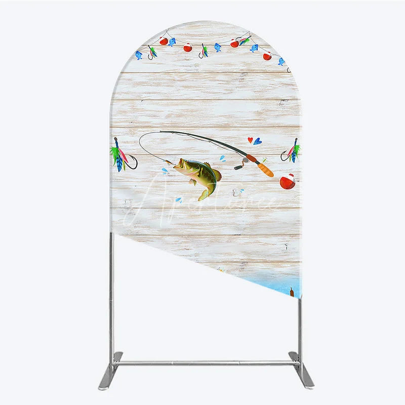 Aperturee - Aperturee Gone Fishing Arch Backdrop Bass Fishing Theme Baby Shower Birthday Party Decor