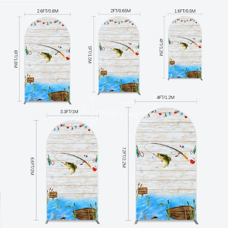Aperturee - Aperturee Gone Fishing Arch Backdrop Bass Fishing Theme Baby Shower Birthday Party Decor