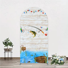Aperturee - Aperturee Gone Fishing Arch Backdrop Bass Fishing Theme Baby Shower Birthday Party Decor