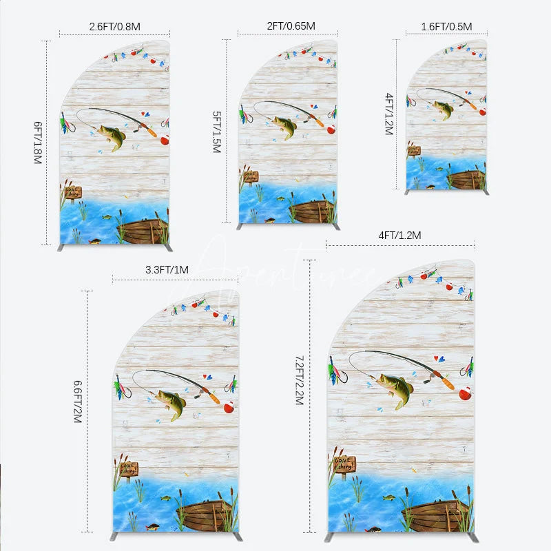 Aperturee - Aperturee Gone Fishing Half Moon Arch Backdrop Bass Fishing Theme Baby Shower Birthday Party Decor