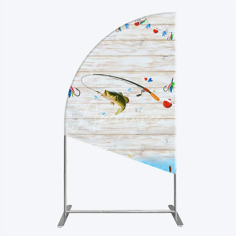Aperturee - Aperturee Gone Fishing Half Moon Arch Backdrop Bass Fishing Theme Baby Shower Birthday Party Decor