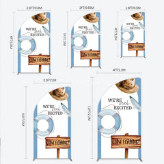 Aperturee - Aperturee Gone Fishing Half Moon Arch Backdrop Reel Excited Life Ring Rustic Sign Background Boy Baby Shower Half Moon Arch