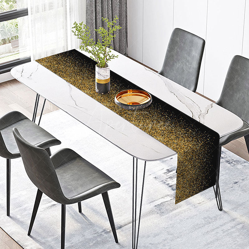Aperturee - Aperturee Gorgeous Golden Glitter Table Runner Full Sparkle Design for Elegant Decor Wedding Anniversary or Glam Party