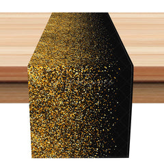 Aperturee - Aperturee Gorgeous Golden Glitter Table Runner Full Sparkle Design for Elegant Decor Wedding Anniversary or Glam Party