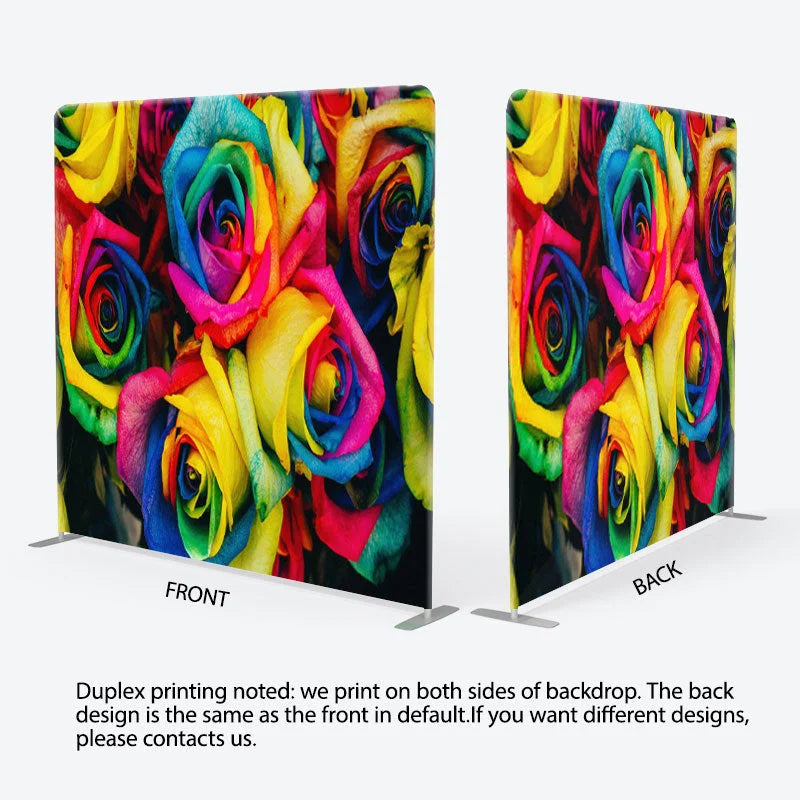 Aperturee - Aperturee Gorgeous Rainbow Rose Valentines Day Backdrop Cover