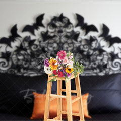 Aperturee Aperturee Gothic Bat Forged Iron Headboard Photography Backdrop Spooky Black Bedroom Decor Halloween Moody Photo Prop