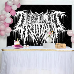 Aperturee - Aperturee Gothic Death Metal Logo Backdrop Black and White Grunge Rock Music Party Banner for Studio
