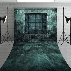Aperturee - Aperturee Gothic Haunted Window Sweep Backdrop Spooky Wall with Cobwebs Dark and Creepy Halloween Themed Photos