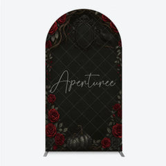 Aperturee - Aperturee Gothic Red Roses and Black Crow Arch Backdrop Dark Floral Halloween Birthday Party Decor and Photo Booth