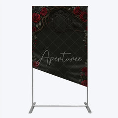 Aperturee - Aperturee Gothic Red Roses and Black Crow Rectangle Backdrop Dark Floral Halloween Birthday Party Decor and Photo Booth