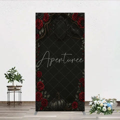 Aperturee - Aperturee Gothic Red Roses and Black Crow Rectangle Backdrop Dark Floral Halloween Birthday Party Decor and Photo Booth