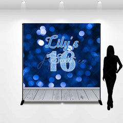 Aperturee - Aperturee Gradient Blue Bokeh Sweet 16 Custom Birthday Backdrop