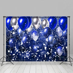 Aperturee - Aperturee Gradient Blue Silver Bokeh Balloon Photo Backdrop