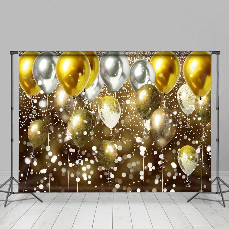 Aperturee - Aperturee Gradient Gold Silver Bokeh Balloon Photo Backdrop