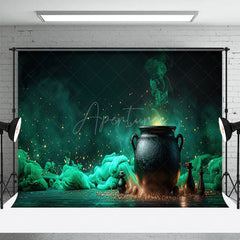 Aperturee - Aperturee Gradient Green Glitter Magic Jar Halloween Backdrop