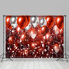 Aperturee - Aperturee Gradient Red Silver Bokeh Balloon Photo Backdrop