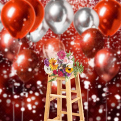 Aperturee - Aperturee Gradient Red Silver Bokeh Balloon Photo Backdrop