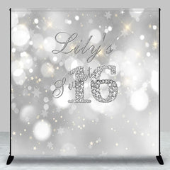 Aperturee - Aperturee Gradient Silver Sweet Bokeh Custom Birthday Backdrop