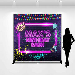 Aperturee - Aperturee Graffiti Neon Wall Crown Custom Birthday Backdrop